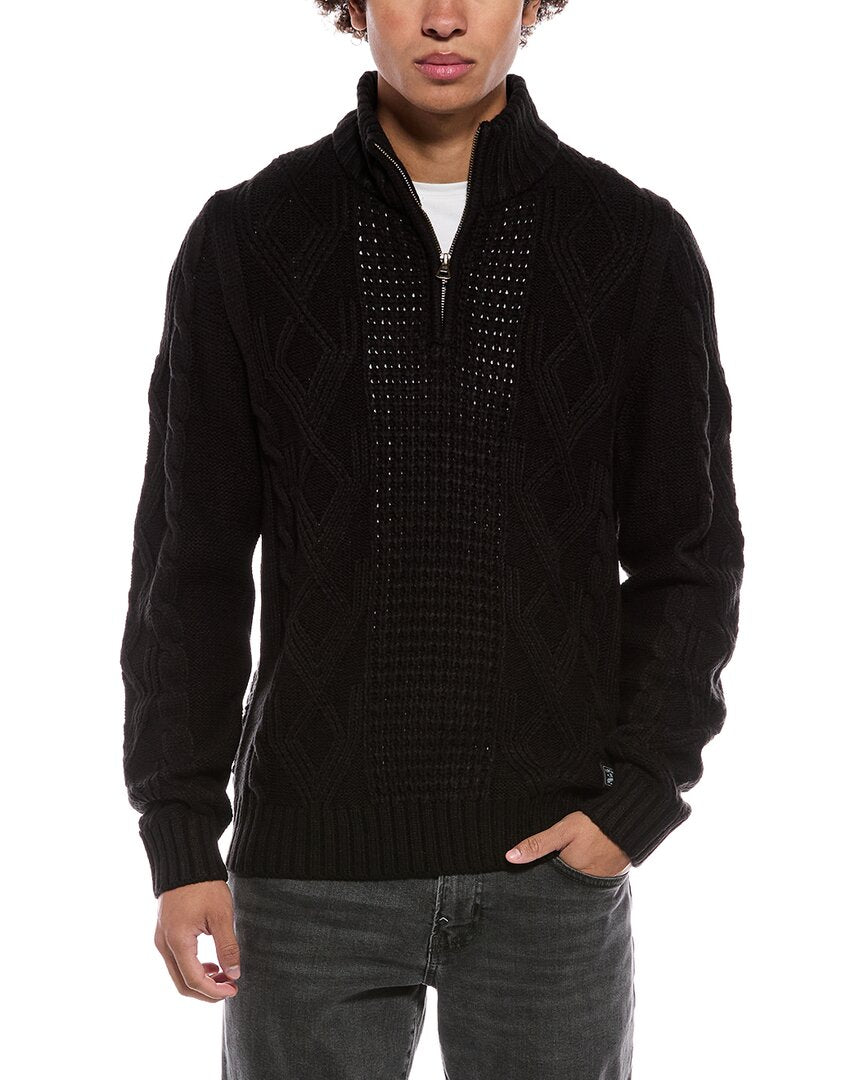 Weatherproof Vintage Chunky Cable Knit Quarter Zip Mock Neck Sweater