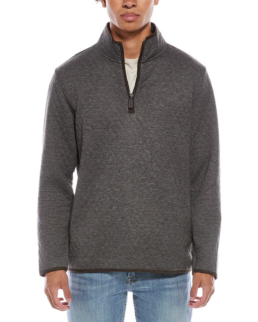 TailorByrd Tailorbyrd Quilted Suede-Trim 1/4-Zip Pullover