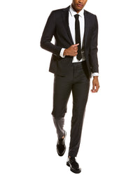 Zanetti Zanetti Porto Wool-Blend Slim Fit Suit With Flat Front Pant