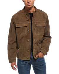 Elie Tahari Button Down Suede Jacket