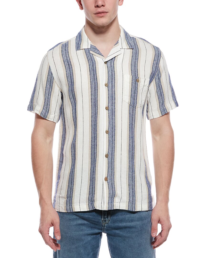 Weatherproof Vintage Linen-Blend Vertical Stripe Shirt