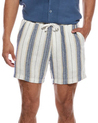Weatherproof Vintage Linen-Blend Vertical Stripe Short