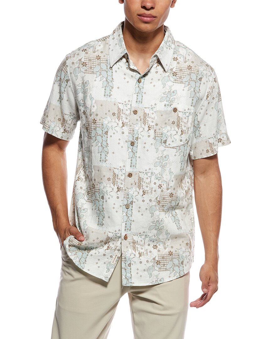 Weatherproof Vintage Linen-Blend Print Camp Shirt