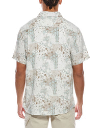 Weatherproof Vintage Linen-Blend Print Camp Shirt
