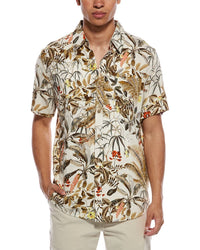 Weatherproof Vintage Linen-Blend Print Camp Shirt