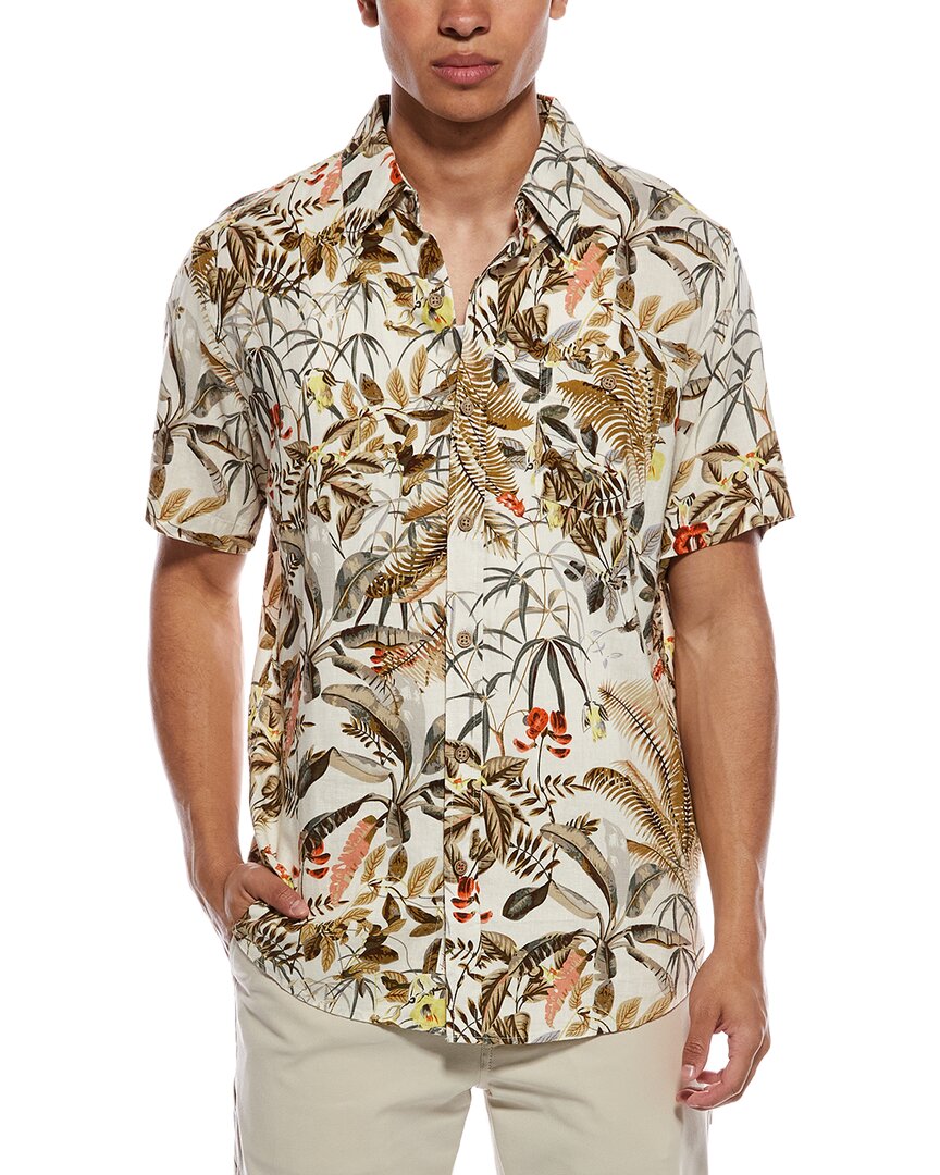 Weatherproof Vintage Linen-Blend Print Camp Shirt