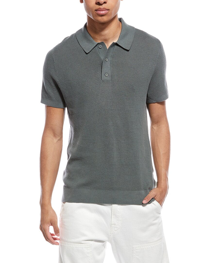 Onia Mens Textured Polo Shirt, Xxl, Green