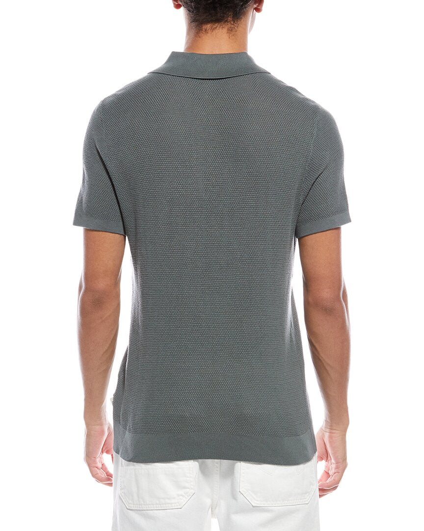 Onia Mens Textured Polo Shirt, Xxl, Green