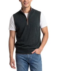 Raffi Merino Wool 1/4-Zip Mock Vest
