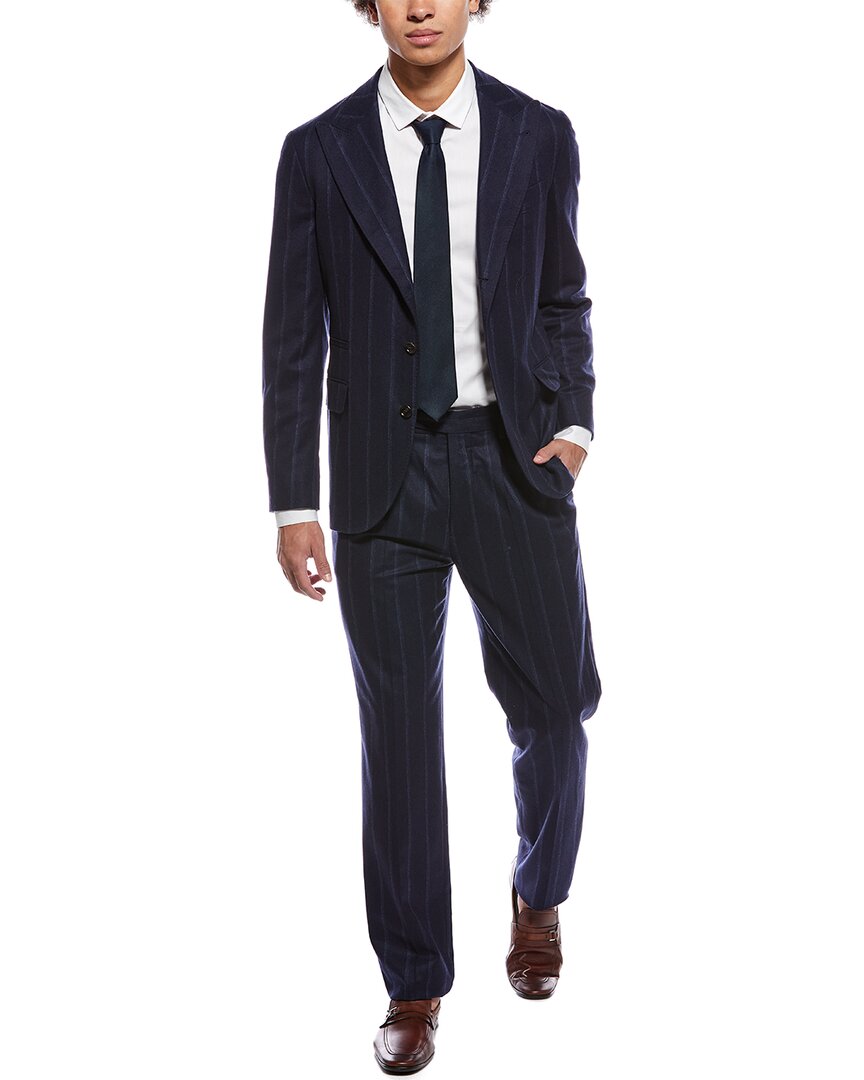 Brunello Cucinelli 2Pc Wool, Silk, & Cashmere-Blend Suit With Pleated Pant