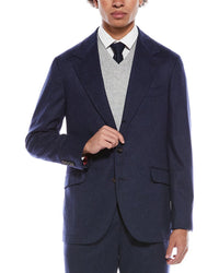 Brunello Cucinelli 2Pc Wool & Cashmere-Blend Suit With Pleated Pant