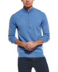 Brodie Cashmere Brodie Cashmere Classic Wool & Cashmere-Blend 1/4-Zip Mock Sweater