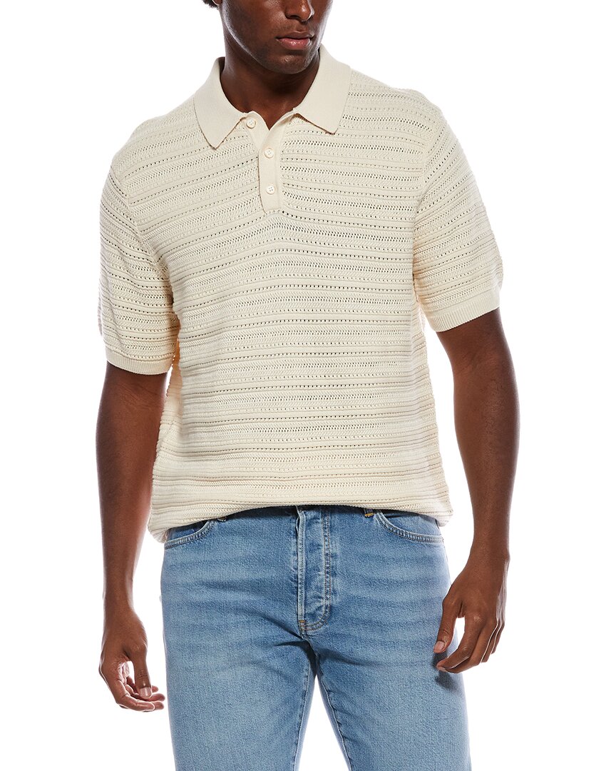 Slate & Stone Mixed Weave Stripe Polo Sweater