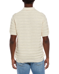 Slate & Stone Mixed Weave Stripe Polo Sweater