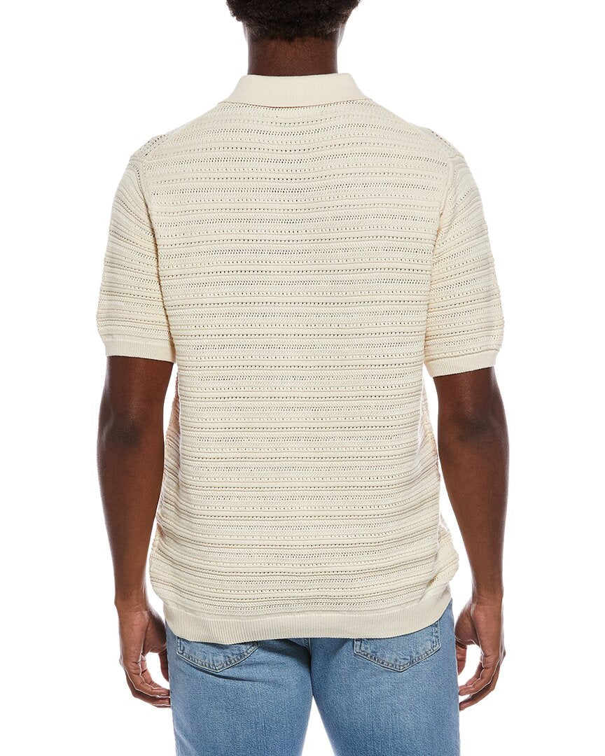Slate & Stone Mixed Weave Stripe Polo Sweater