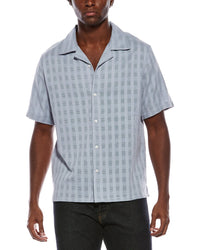 Slate & Stone Textured Check Camp Collar Shirt