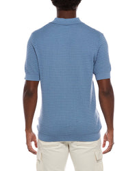 Slate & Stone Grid Stitch Polo Sweater