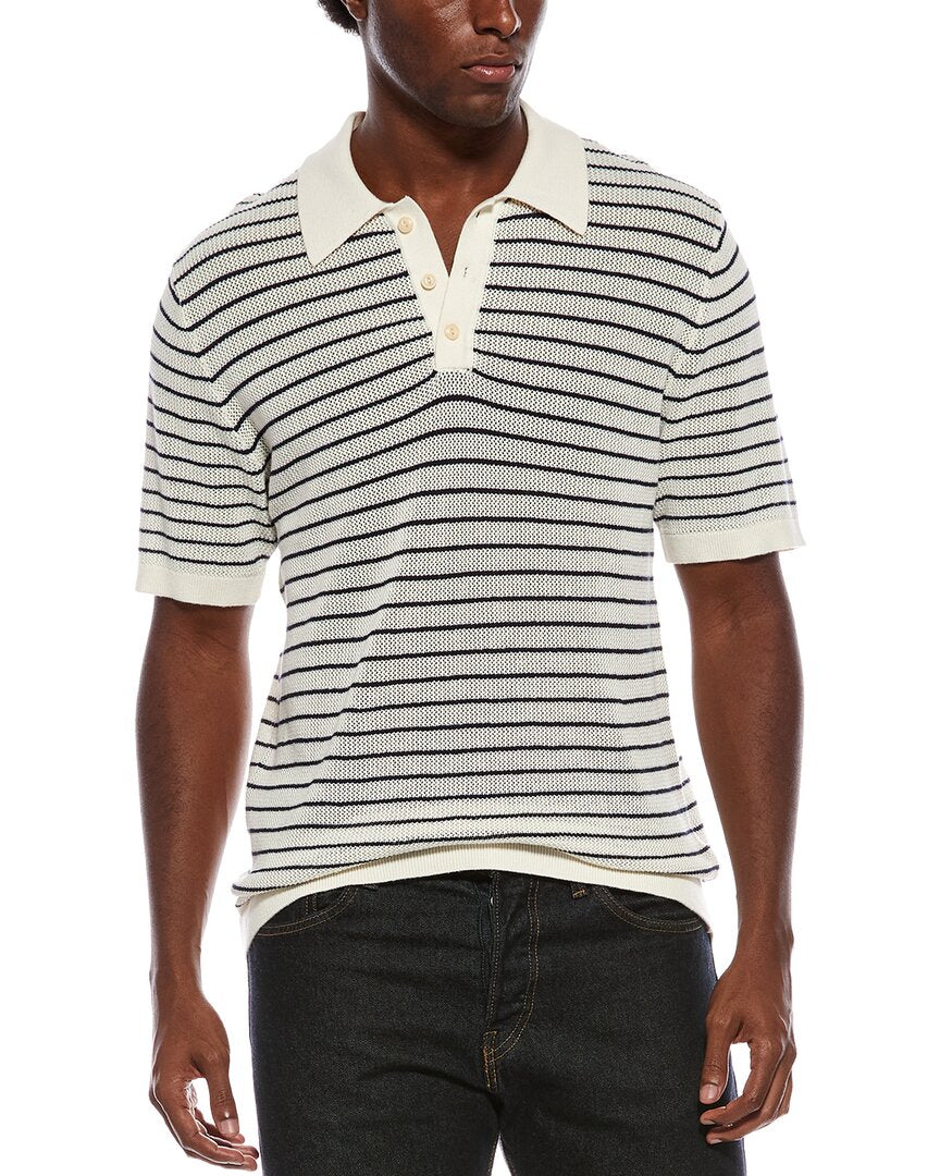 Slate & Stone Textured Stripe Polo Sweater