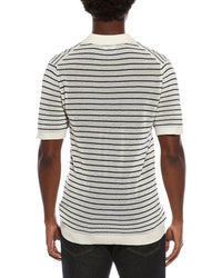 Slate & Stone Textured Stripe Polo Sweater