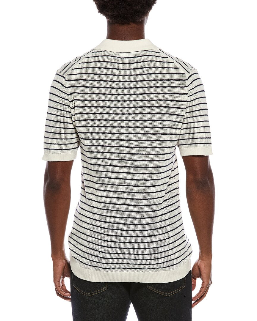 Slate & Stone Textured Stripe Polo Sweater