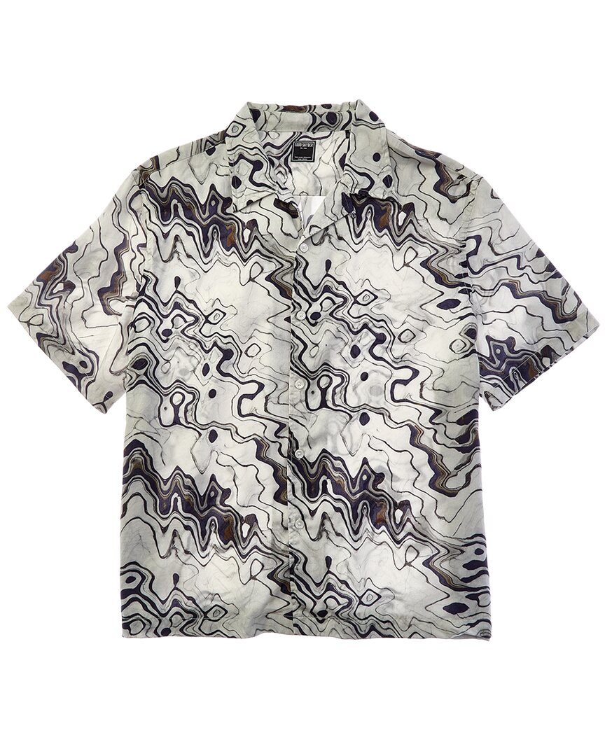 Todd Snyder Tonal Marble Print Camp Collar Shirt