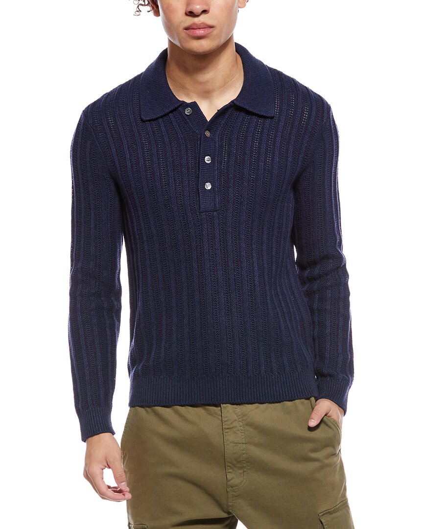 Todd Snyder Night Cap Linen-Blend Polo Sweater