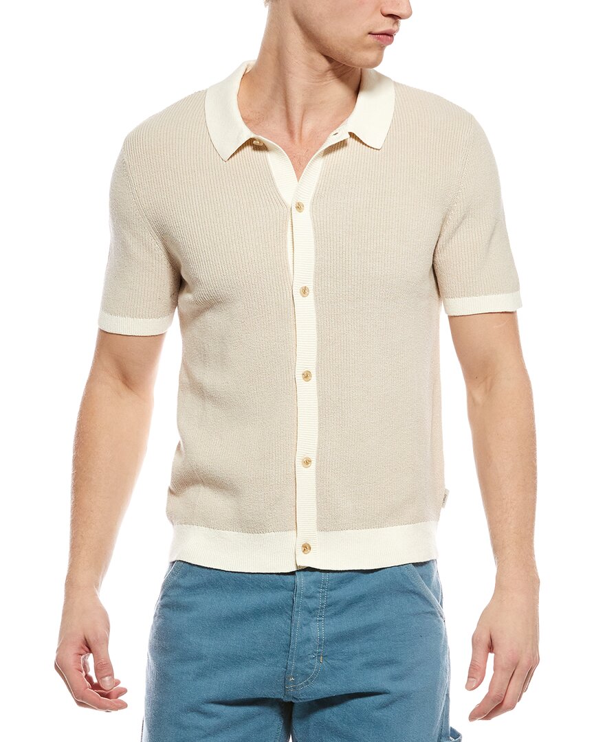 Onia Linen-Blend Button Up Sweater
