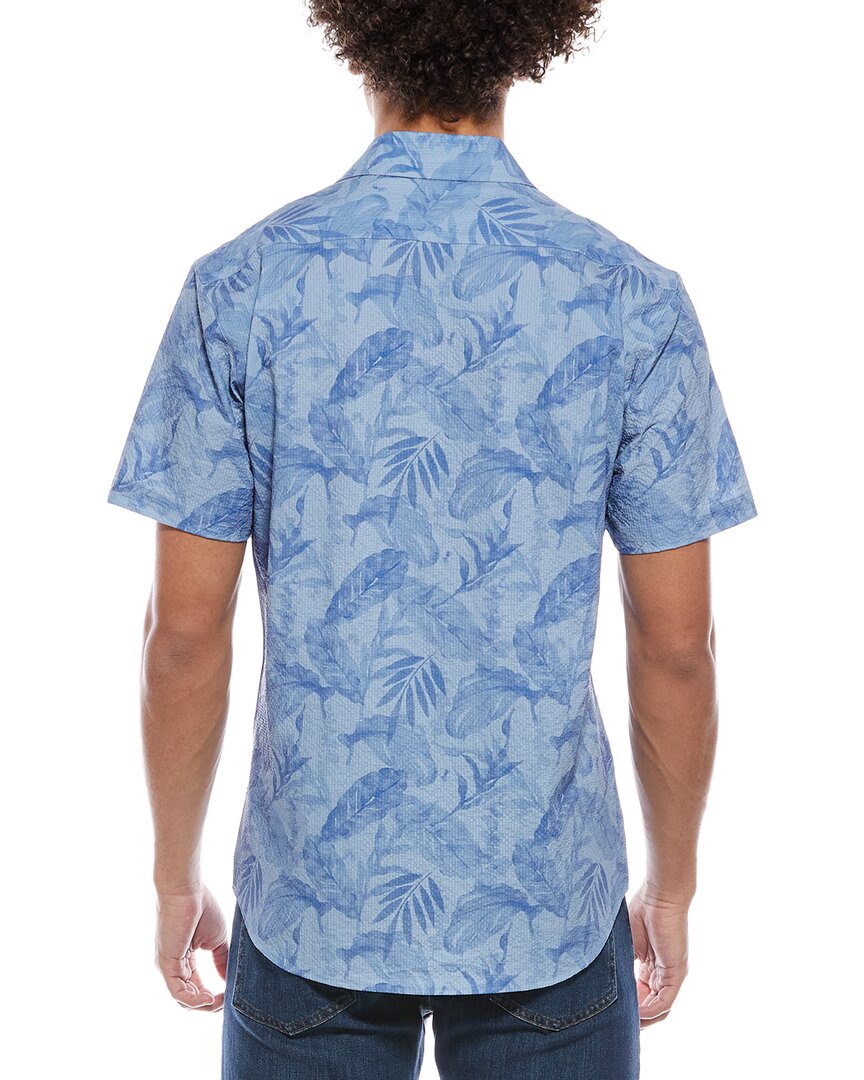 Tailorbyrd Tropical Leaves Printed Seersucker Shirt