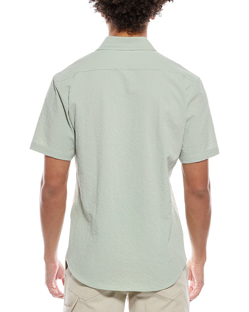 Tailorbyrd Solid Seersucker Short Sleeve Shirt