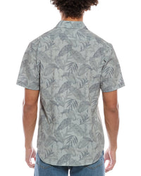 Tailorbyrd Tropical Leaves Printed Seersucker Shirt
