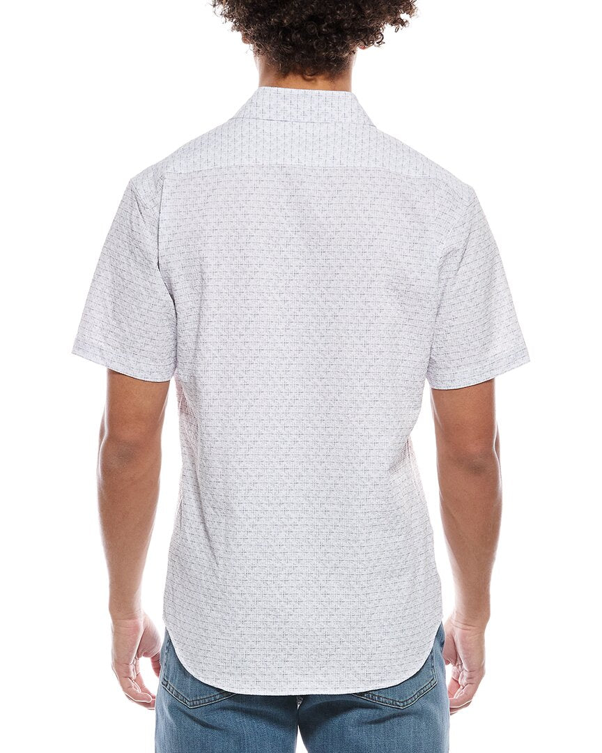 Tailorbyrd Geo Floral Printed Seersucker Short Sleeve Shirt