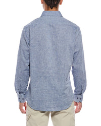 Tailorbyrd Yarn Dyed Melange Linen-Blend Shirt