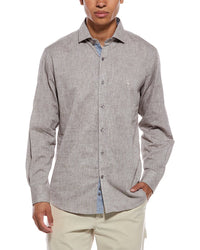 Tailorbyrd Yarn Dyed Melange Linen-Blend Shirt