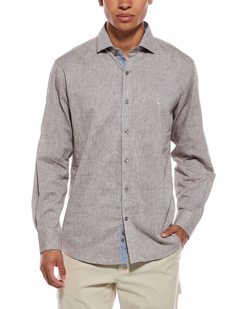 Tailorbyrd Yarn Dyed Melange Linen-Blend Shirt