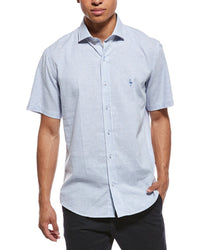 Tailorbyrd Yarn Dyed Stripe Linen-Blend Shirt