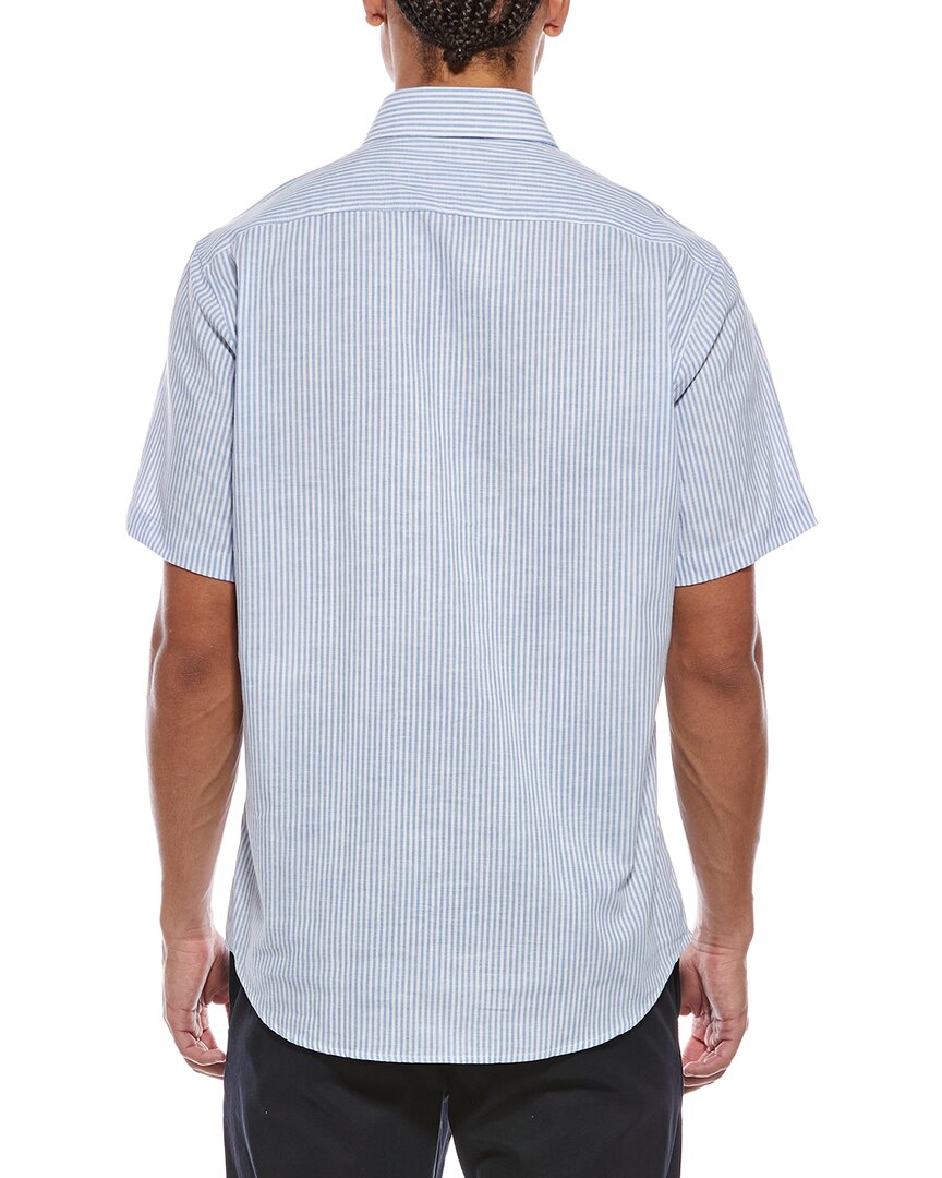 Tailorbyrd Yarn Dyed Stripe Linen-Blend Shirt