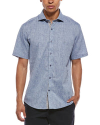 Tailorbyrd Yarn Dyed Melange Linen-Blend Shirt