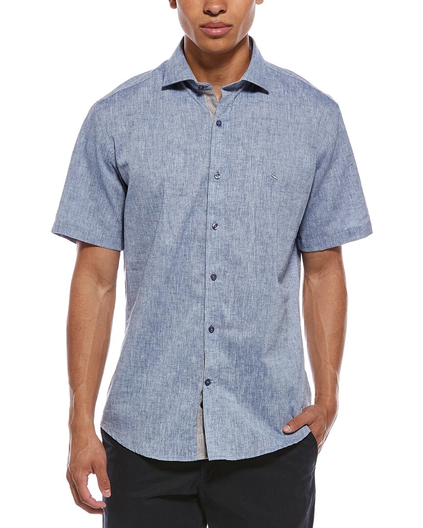 Tailorbyrd Yarn Dyed Melange Linen-Blend Shirt