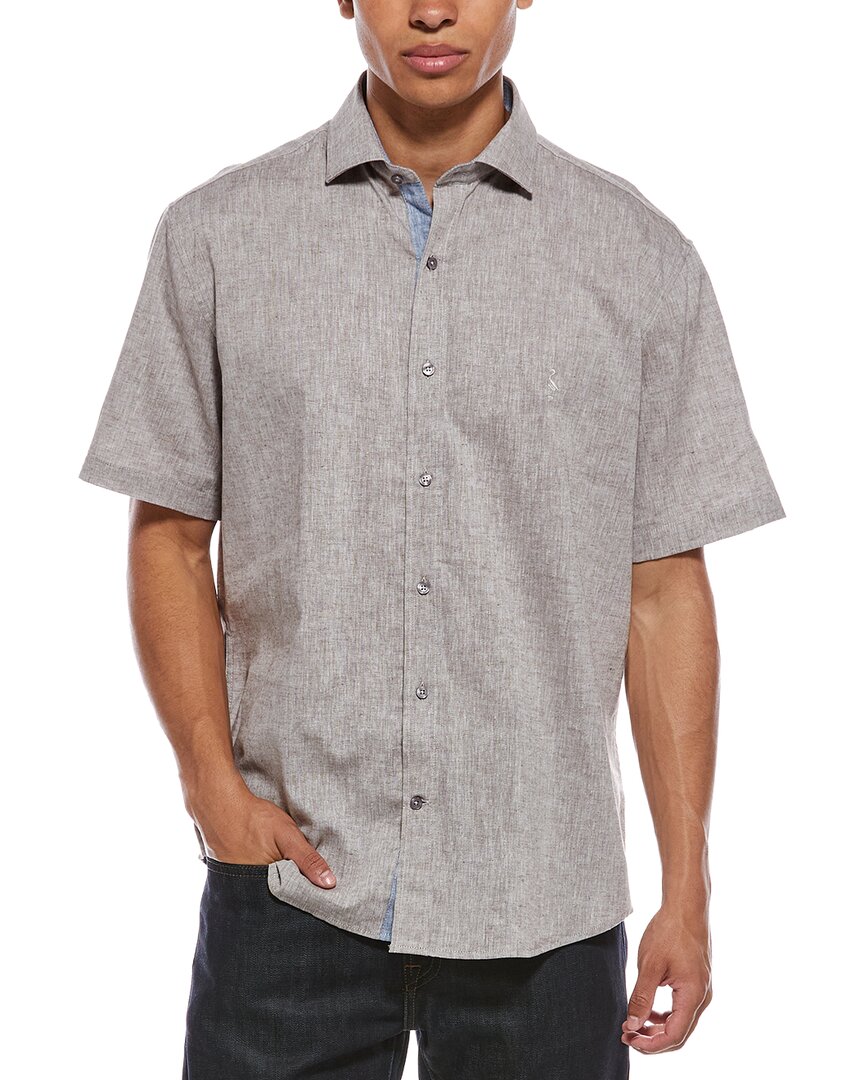 Tailorbyrd Yarn Dyed Melange Linen-Blend Shirt