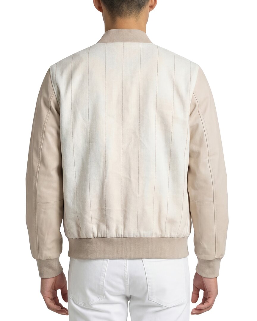 Eleventy Leather-Trim Linen, Wool & Silk-Blend Bomber Jacket