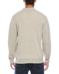 Brodie Cashmere Ribbed Wool & Cashmere-Blend 1/4-Zip Mock Neck Sweater