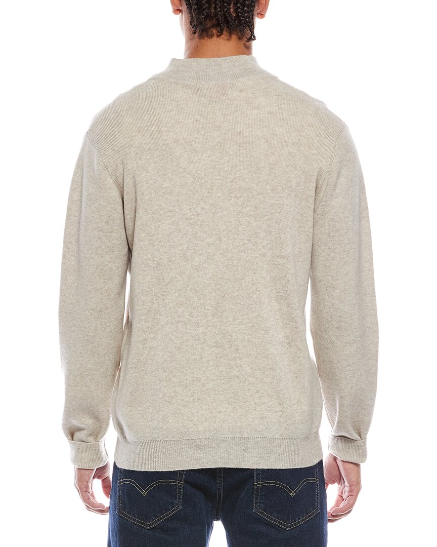 Brodie Cashmere Ribbed Wool & Cashmere-Blend 1/4-Zip Mock Neck Sweater