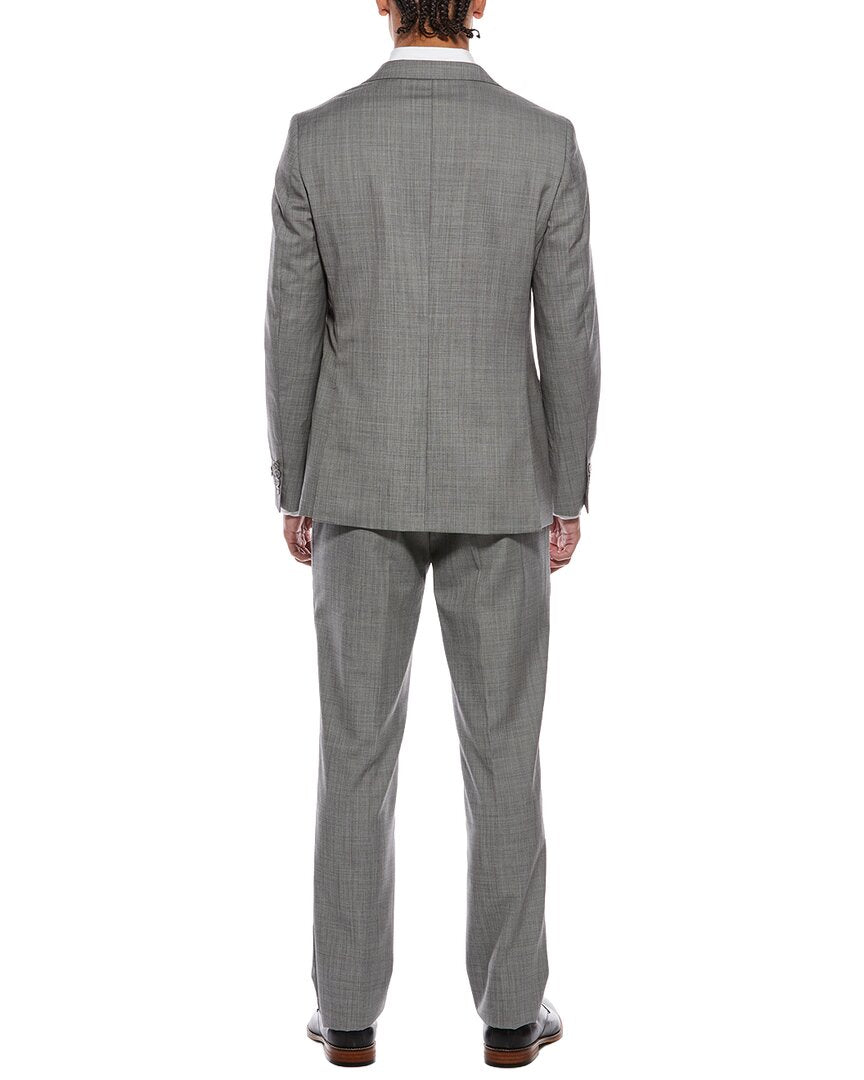 Zanetti 2Pc Wool-Blend Patro Suit With Flat Front Pant