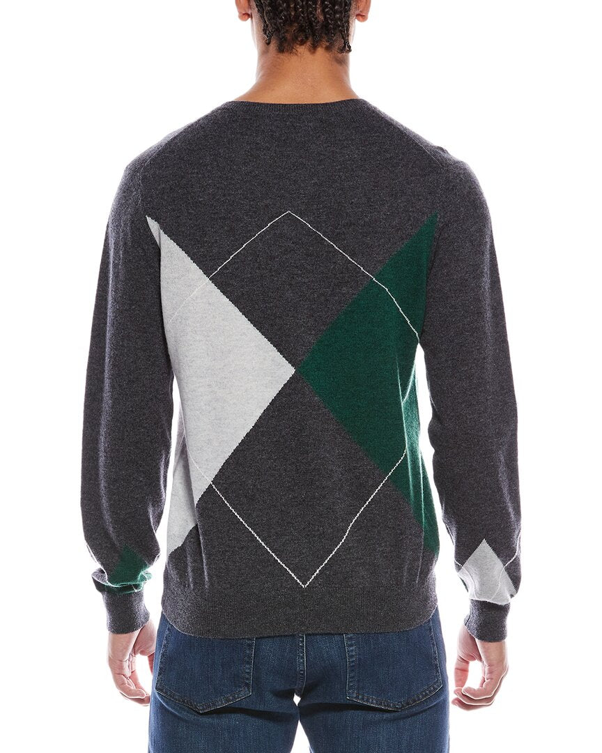 Brodie Cashmere Brodie Cashmere Argyle Wool & Cashmere-Blend Crewneck Sweater