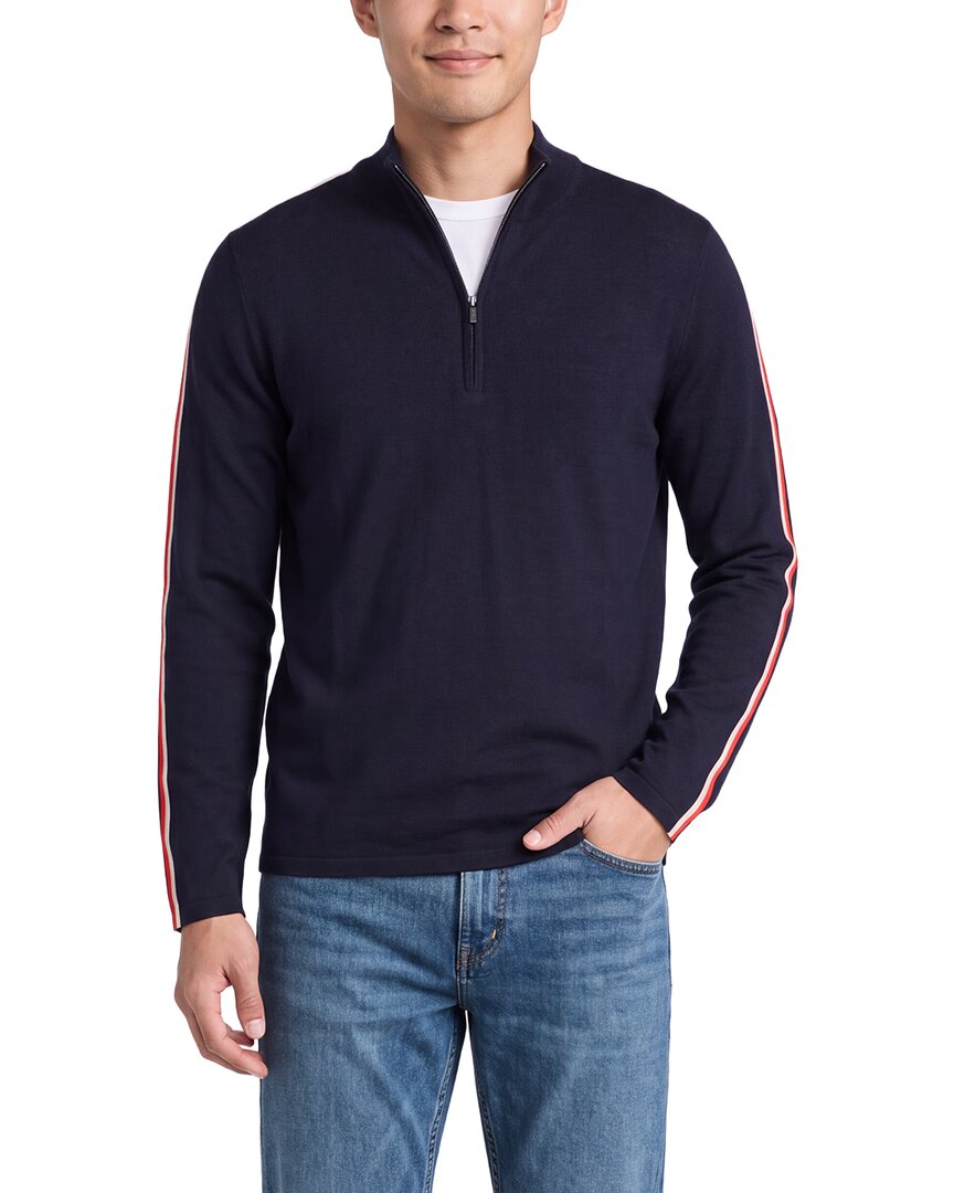 N.Peal Stripe 1/2-Zip Cashmere-Blend Mock Neck Sweater