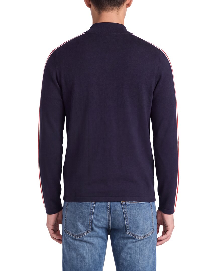 N.Peal Stripe 1/2-Zip Cashmere-Blend Mock Neck Sweater