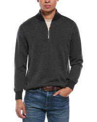 N.Peal Carnaby Birdseye 1/2-Zip 100% Cashmere Mock Neck Sweater