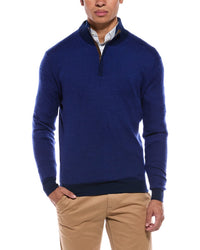 N.Peal Regent Birdseye 1/2-Zip Cashmere & Silk-Blend Mock Neck Sweater