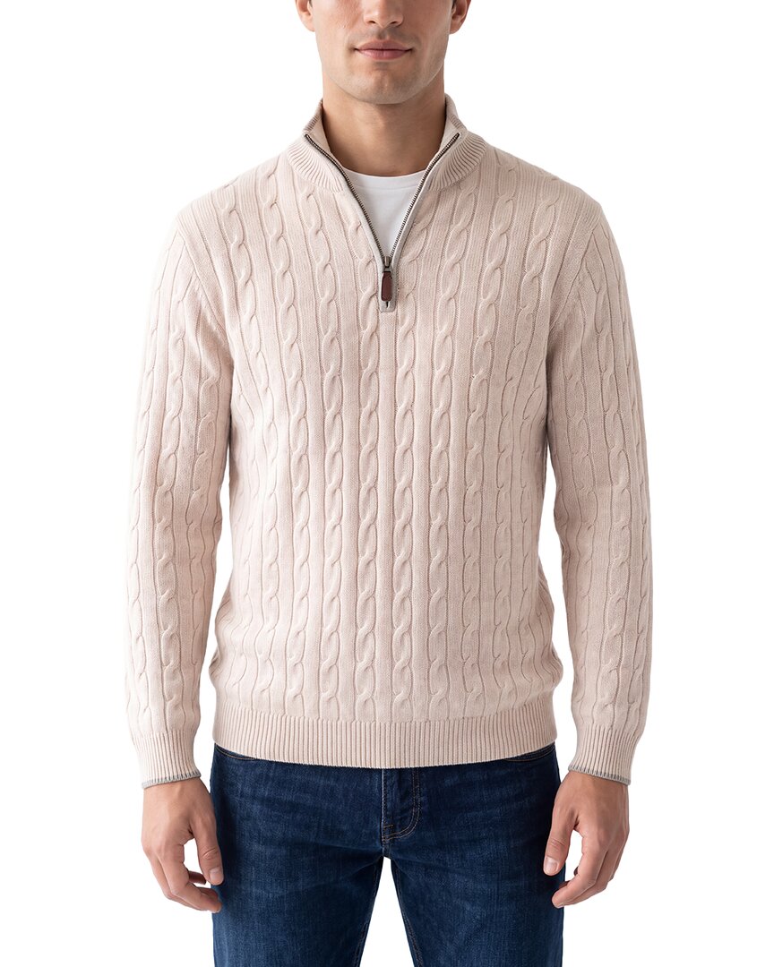 N.Peal Albemarle Cable Cashmere 1/2-Zip Sweater