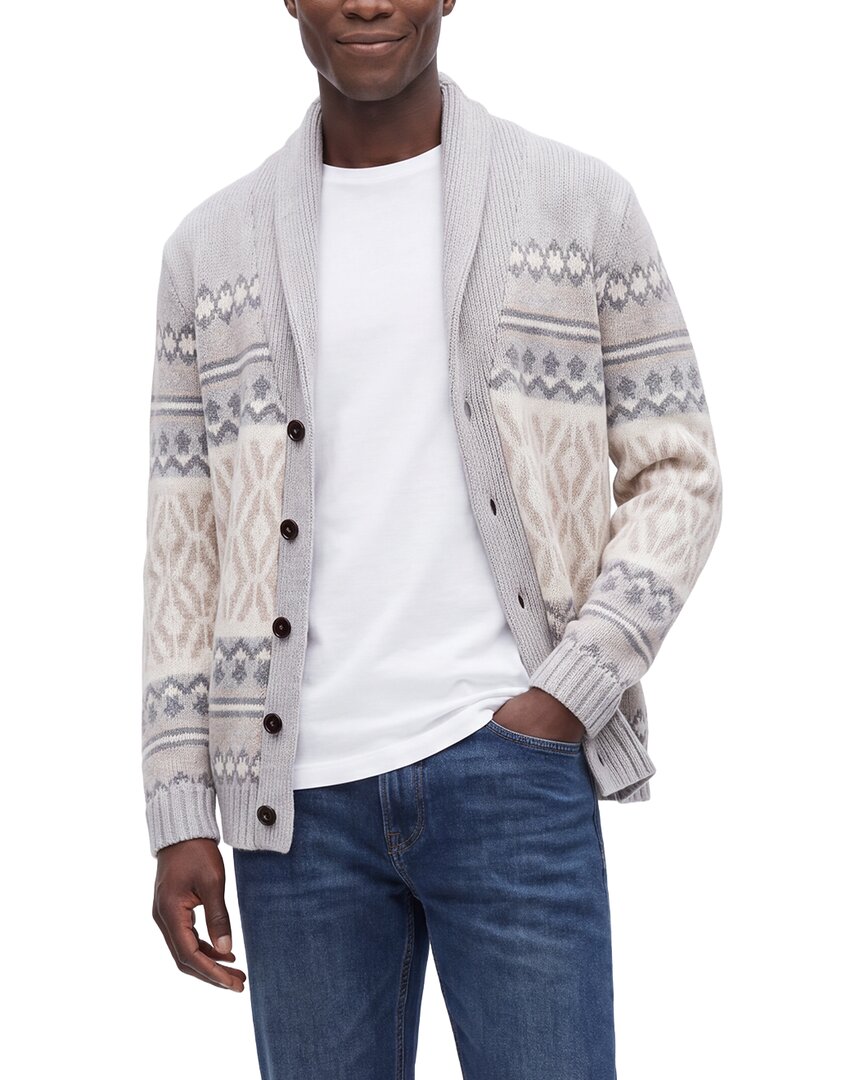 N.Peal Jacquard 100% Cashmere Shawl Collar Cardigan